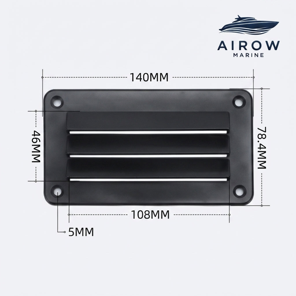 Airow Marine Yacht Louvered Air Outlet Cover - Marine-Grade Nylon & ABS Vent (140x78.4mm)