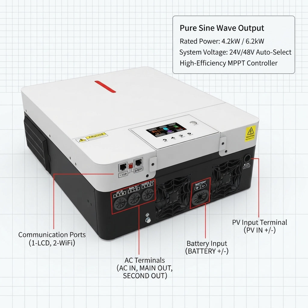 AirowMarine Marine PV Inverter-Controller - 4.2kW/6.2kW Off-Grid Pure Sine Wave Solar System