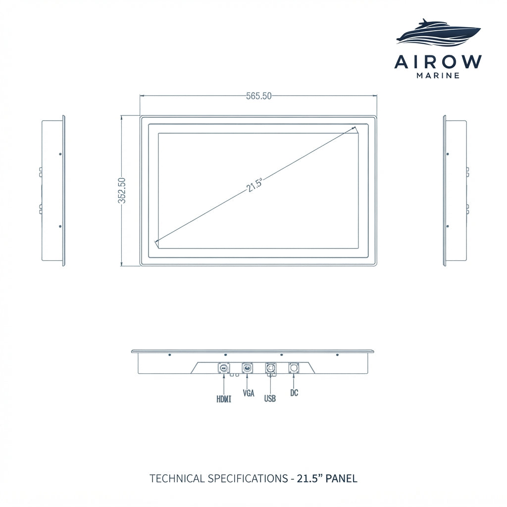 Airow Marine 21.5-Inch Waterproof Touchscreen Display - 1000 Nits IP67 (FHD)