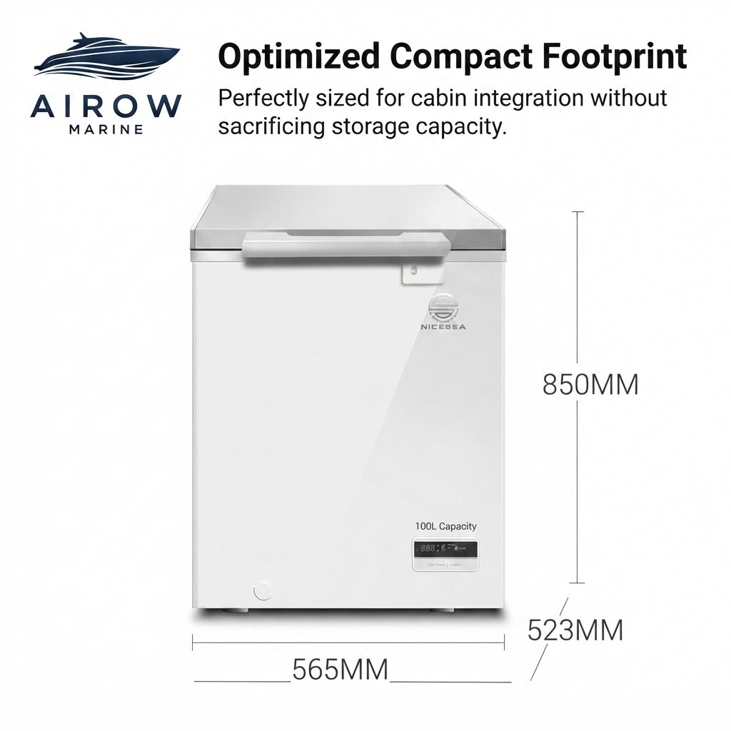 110V Marine Refrigerator/Freezer – Dual-Zone, 100L, Corrosion-Resistant – dimensions and specifications