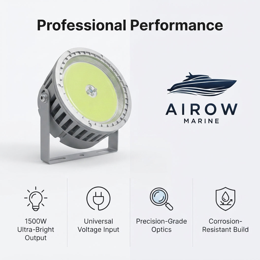 AirowMarine 1500W Multi-Color LED Deep Sea Fish Gathering Light - IP68 Marine Grade