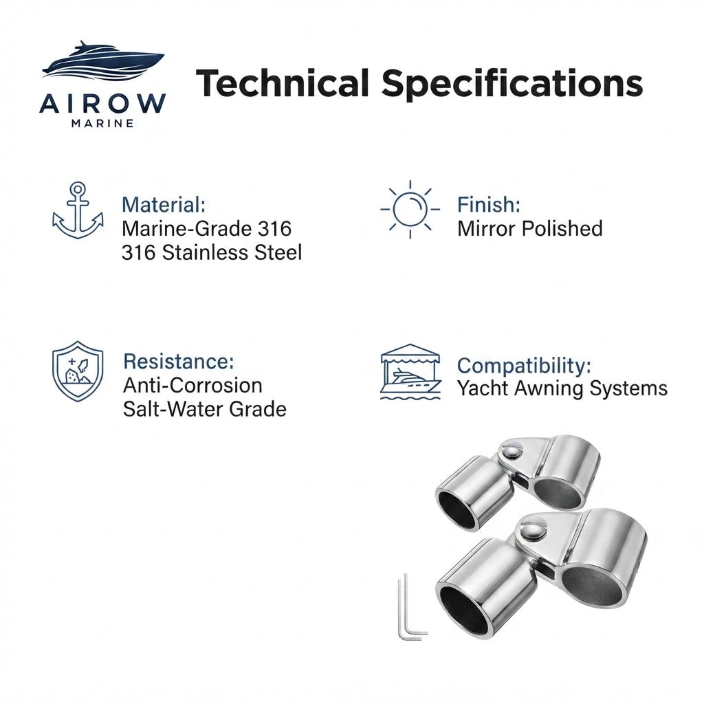 Marine-Grade 316 SS Swivel Cap – Mirror-Polished Yacht Awning Hardware – dimensions and specifications