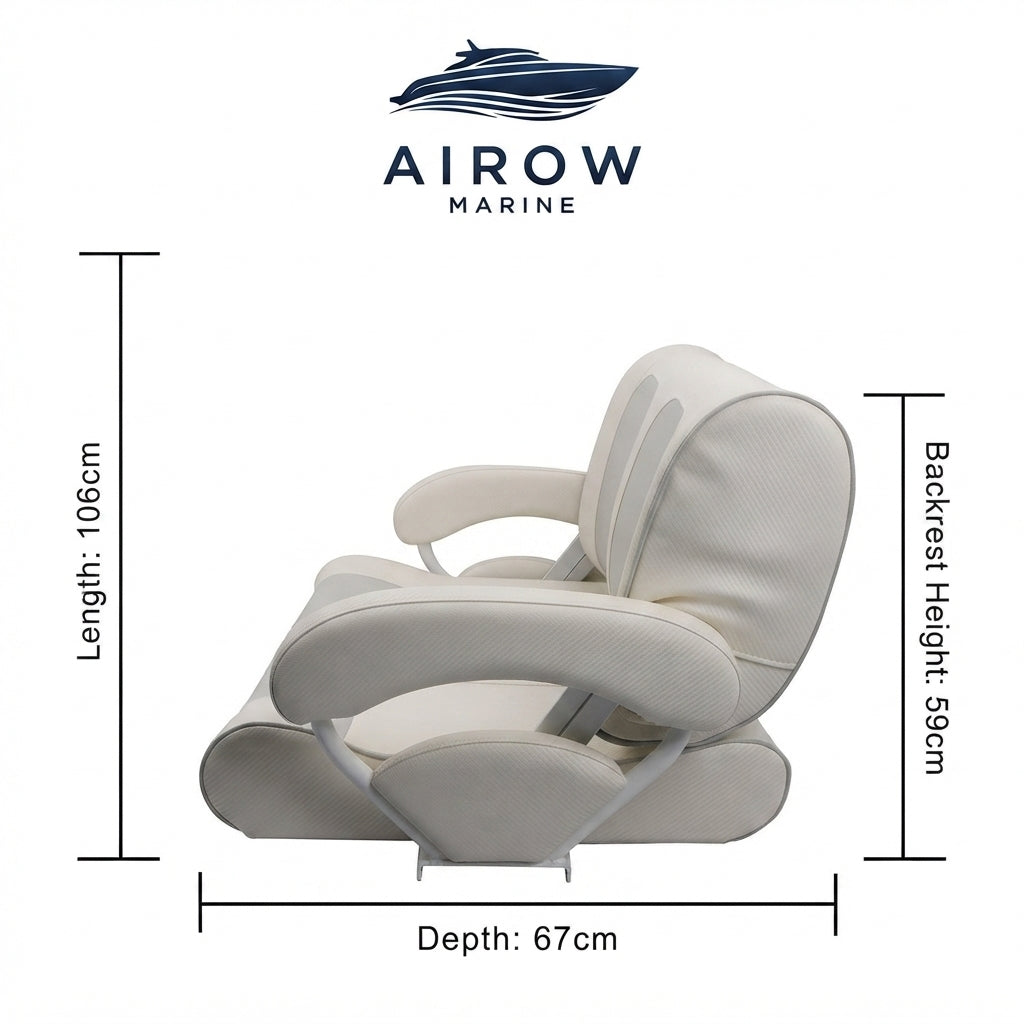 AIROW Marine Dual-Seat Yacht Sofa - Marine-Grade Vinyl, Ergonomic Support (106cm)