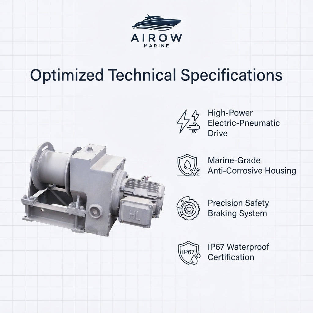 High-Power Electric-Pneumatic Marine Winch for Gangways - Heavy-Duty Industrial Grade