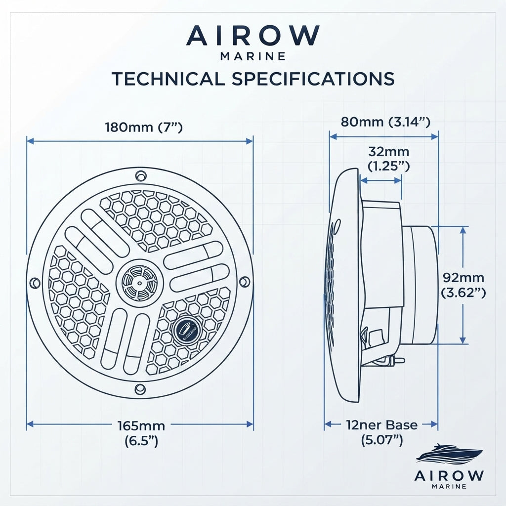 AirowMarine Waterproof Coaxial Speakers - IPX6 Rated (6.5 Inch)