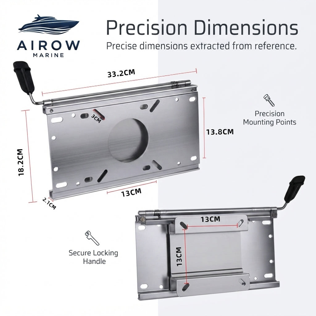 Airrow Marine Aluminum Alloy Seat Base Slides - Adjustable, Corrosion-Resistant