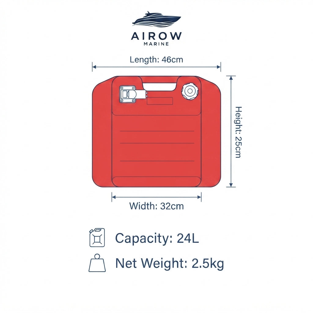 AirovMarine 24L Portable Marine Fuel Tank Kit - Integrated Gauge & Universal Fuel Line
