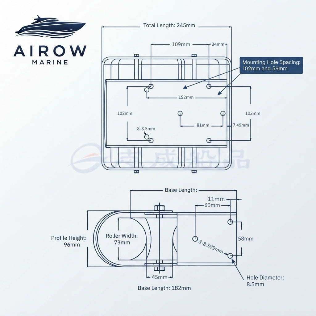 AIROW MARINE Electric Anchor Windlass - Automatic Horizontal Design for Yachts & Boats (13.4kg Max Anchor)
