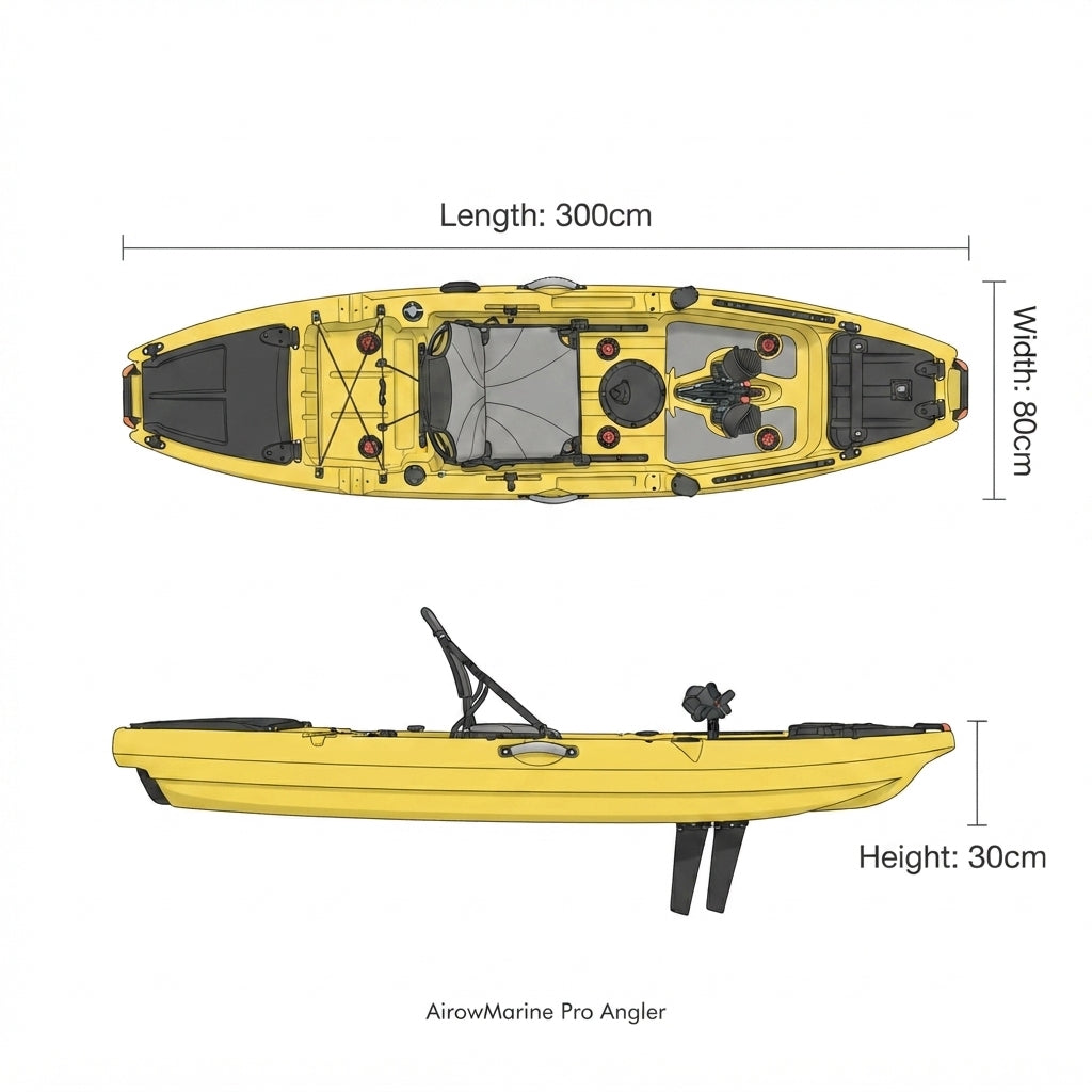 3-Meter Penguin Pedal Fishing Kayak – Rotomolded HDPE (Single Person) – dimensions and specifications
