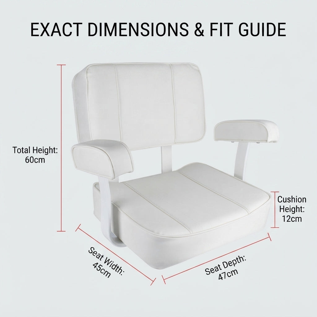 Marine Helm Seat with Armrests – UV & Corrosion Resistant (60 × 45 cm)