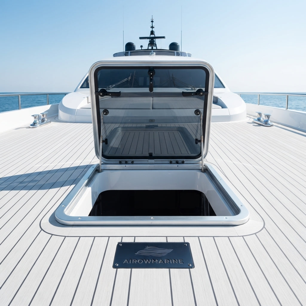 Airow Marine Escape Hatch Window - Anodized Aluminum (625x625mm)