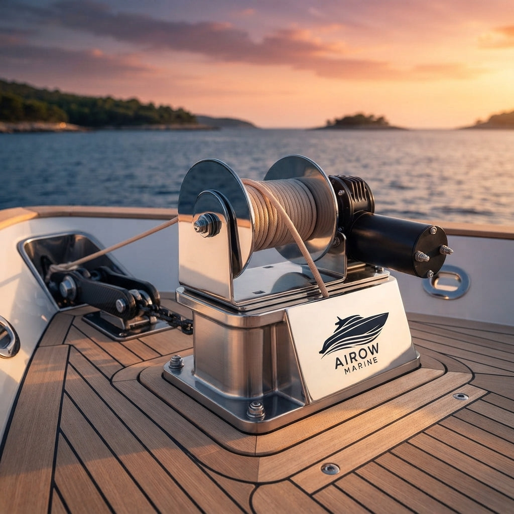 AirowMarine D612/D912 Electric Anchor Winch – 12V DC, 330-485lb Pull – marine application view