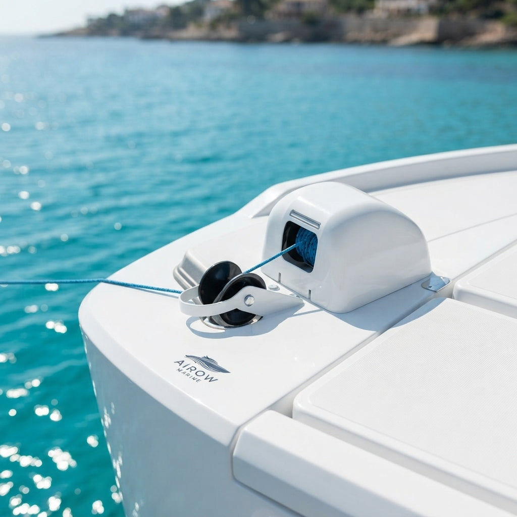 AIROW MARINE Electric Anchor Windlass - Automatic Horizontal Design for Yachts & Boats (13.4kg Max Anchor)