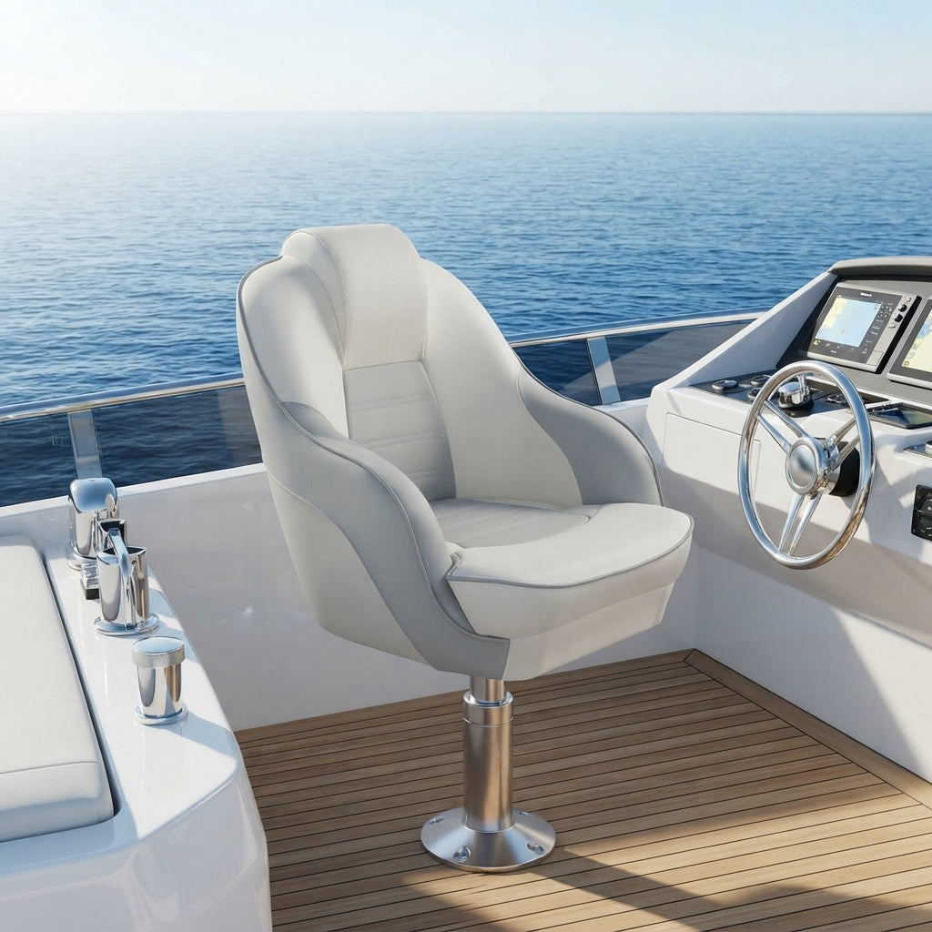 Premium Marine Yacht Bucket Seat – Water-Resistant PVC Leather, Fiberglass Base (57x52x56cm) – marine application view