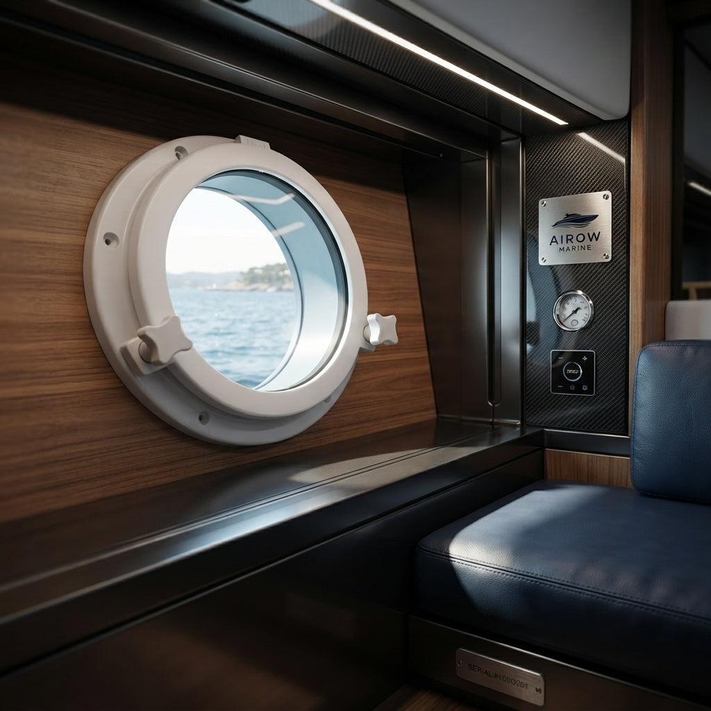 AirrowMarine Round Porthole – UV-Resistant Watertight Design for Boats & RVs (215MM) – marine application view
