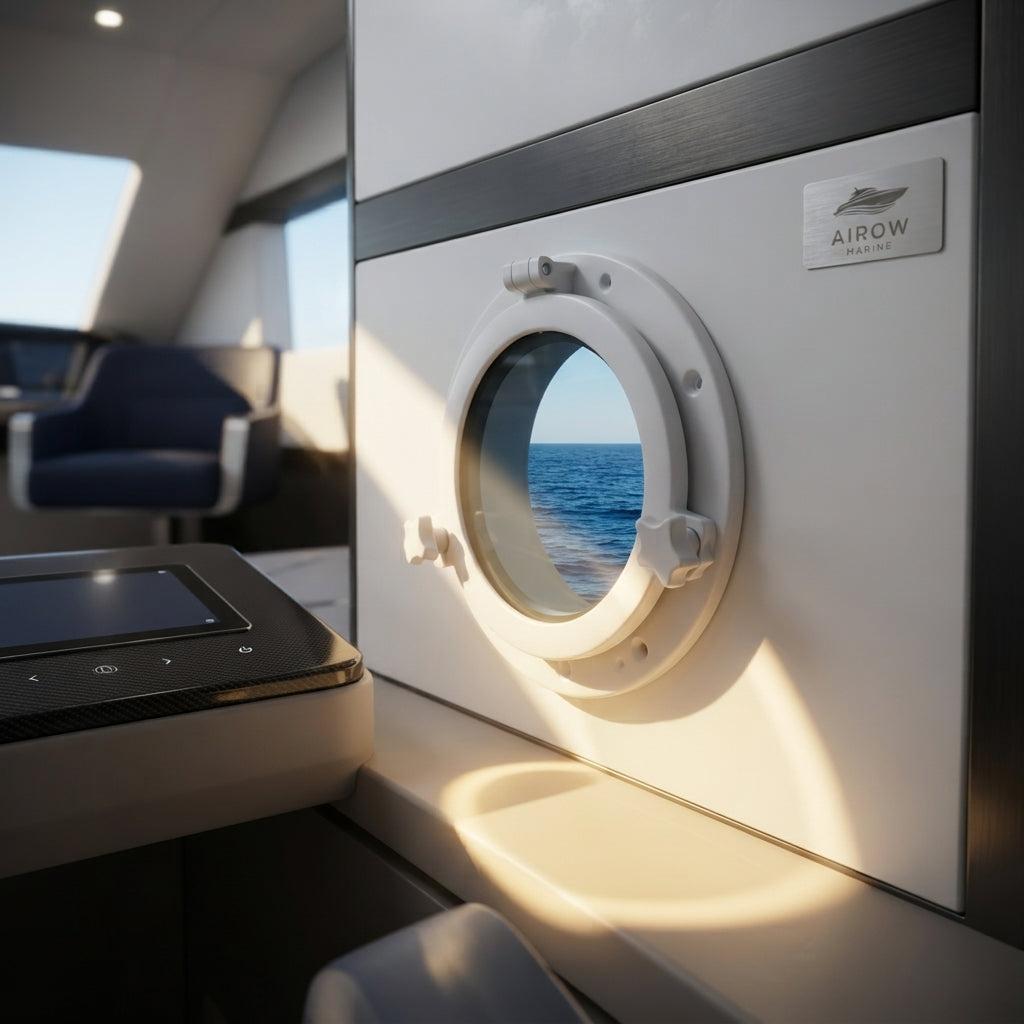 AirrowMarine Round Porthole – UV-Resistant Watertight Design for Boats & RVs (215MM) – marine application view
