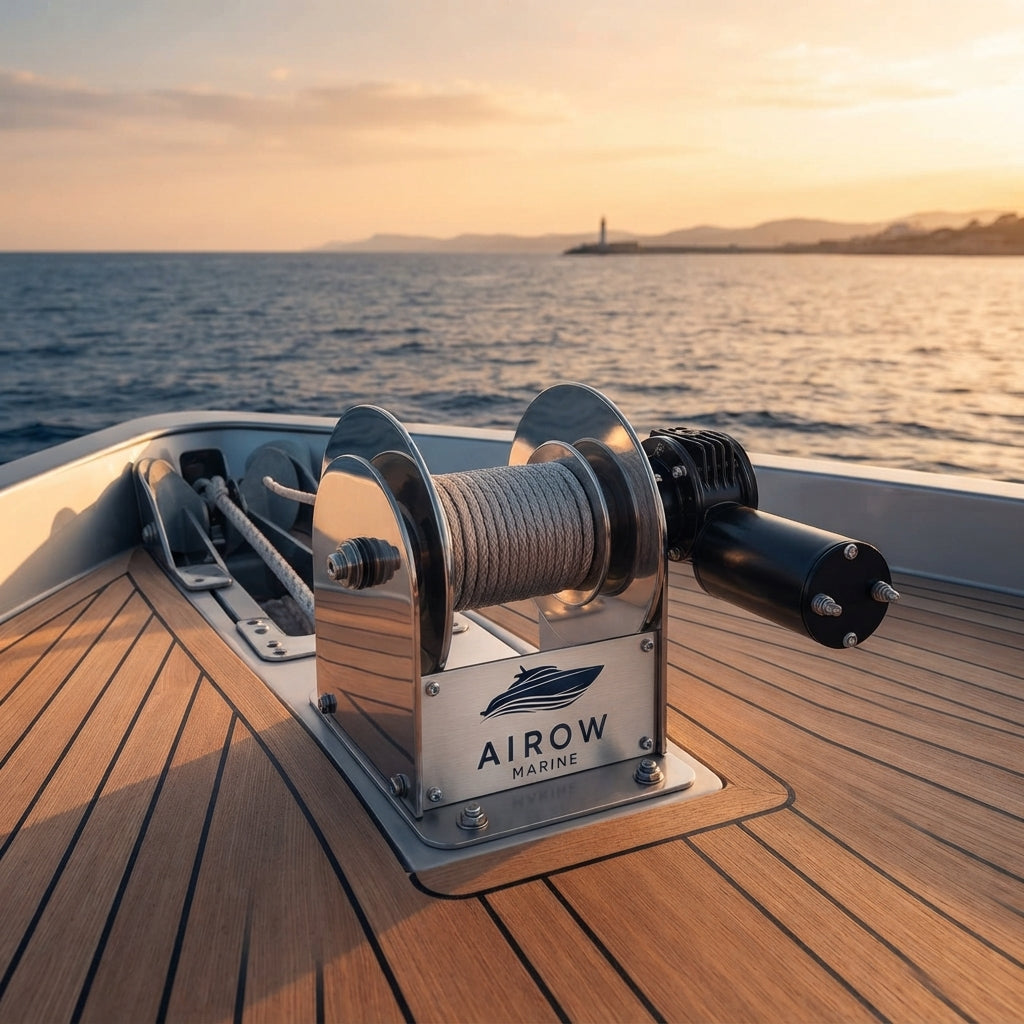 AirowMarine D612/D912 Electric Anchor Winch – 12V DC, 330-485lb Pull – marine application view