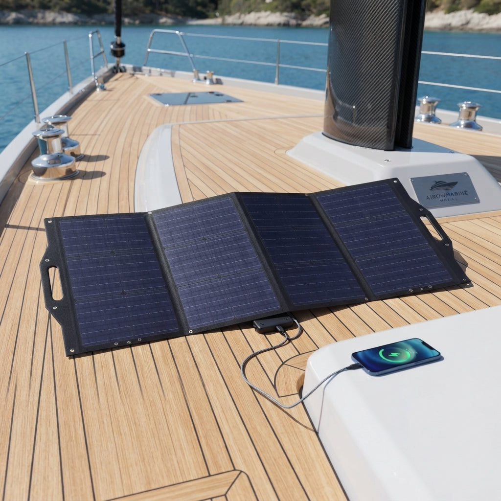 Airow Marine 100W Folding Solar Panel - Dual USB Monocrystalline (540x404mm)