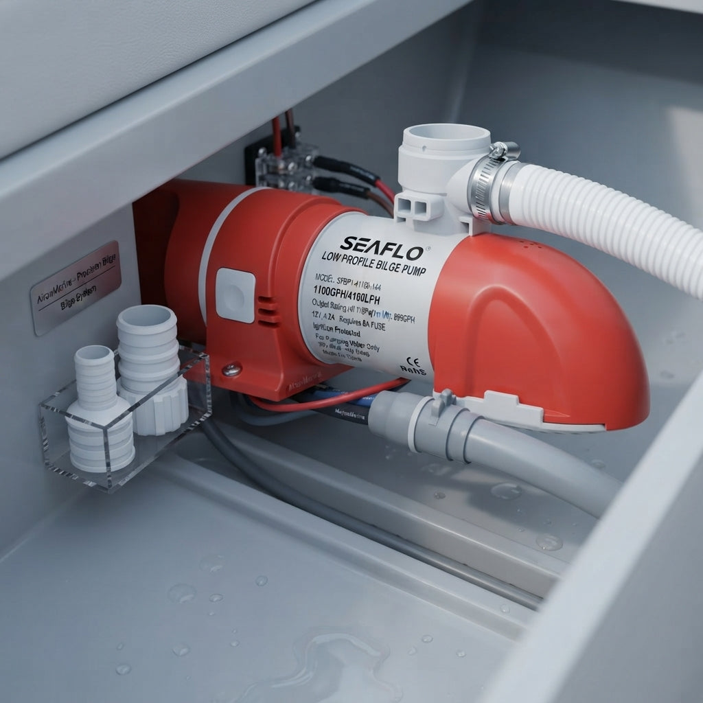 Seaflo 1100GPH Low Profile Automatic Bilge Pump – 12V/24V Marine Drainage – marine application view
