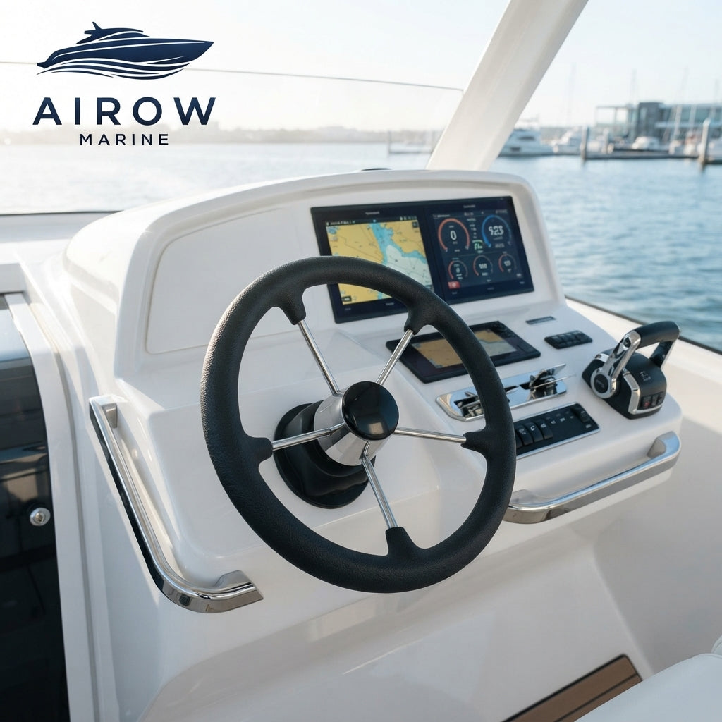 Airow Marine 11" Stainless Steel 5-Spoke Steering Wheel - Black Foam