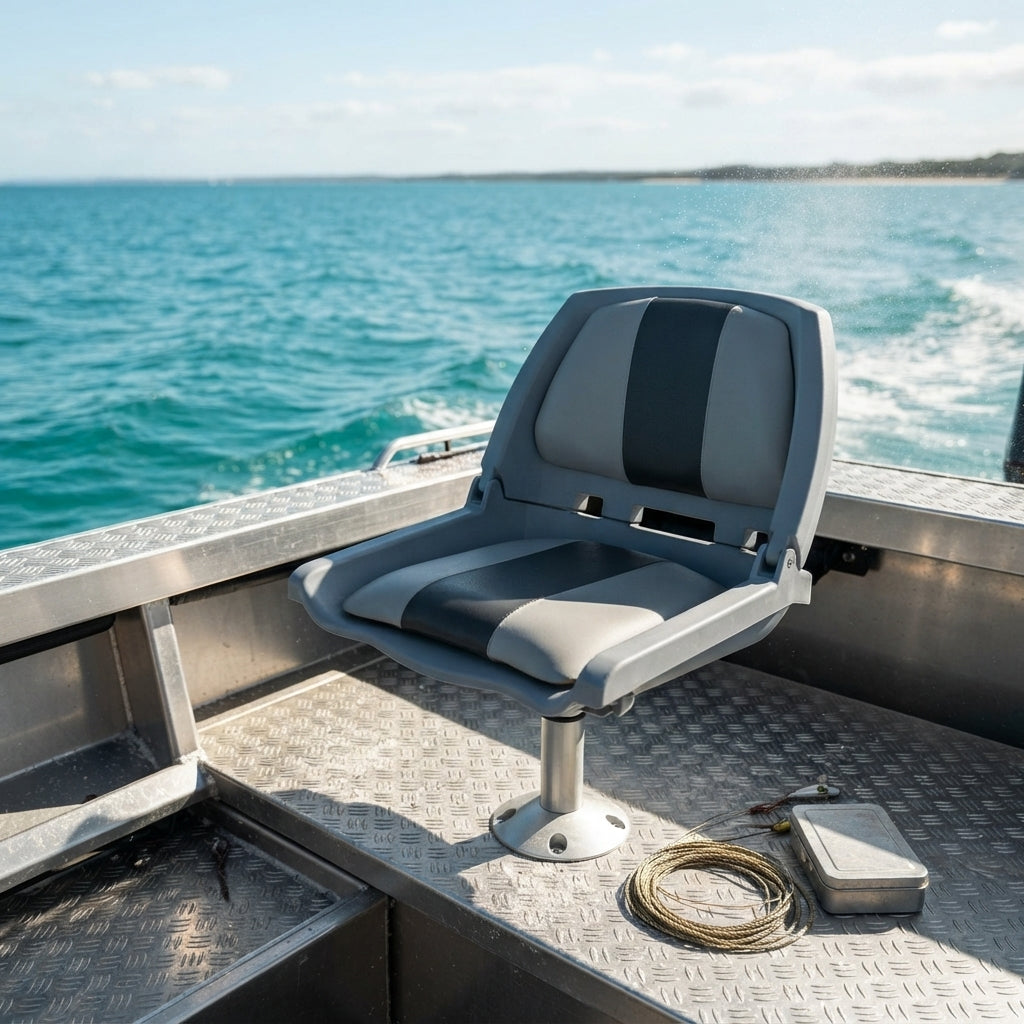 Folding Boat Seat – Gray, 20.2 in Wide