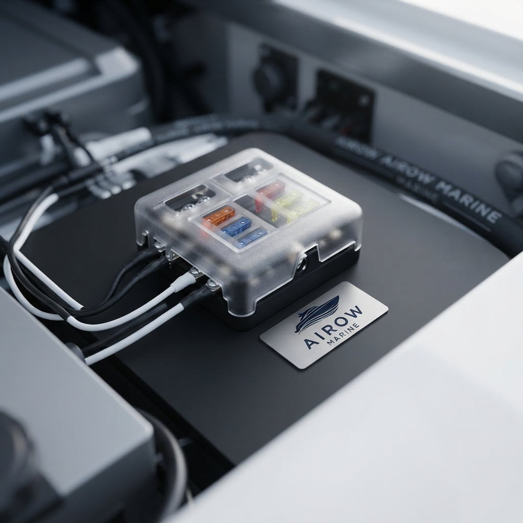 6-Circuit Water-Resistant Marine Fuse Box with LED Indicators – 12-24V DC – marine application view