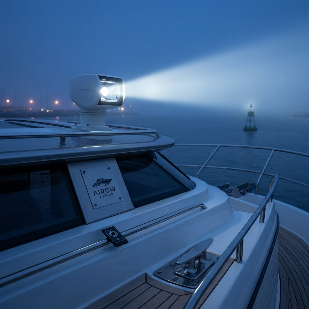 AirowMarine 100W Remote Marine Spotlight - 360° Rotation, 12/24V (200mm Height)