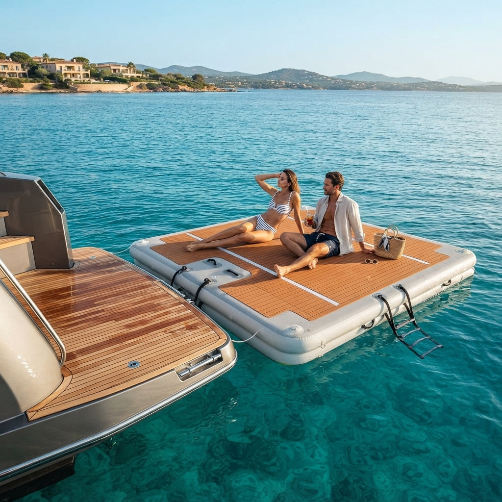 Marine-Grade Inflatable Floating Platform - Drop-Stitch PVC & Non-Slip Deck