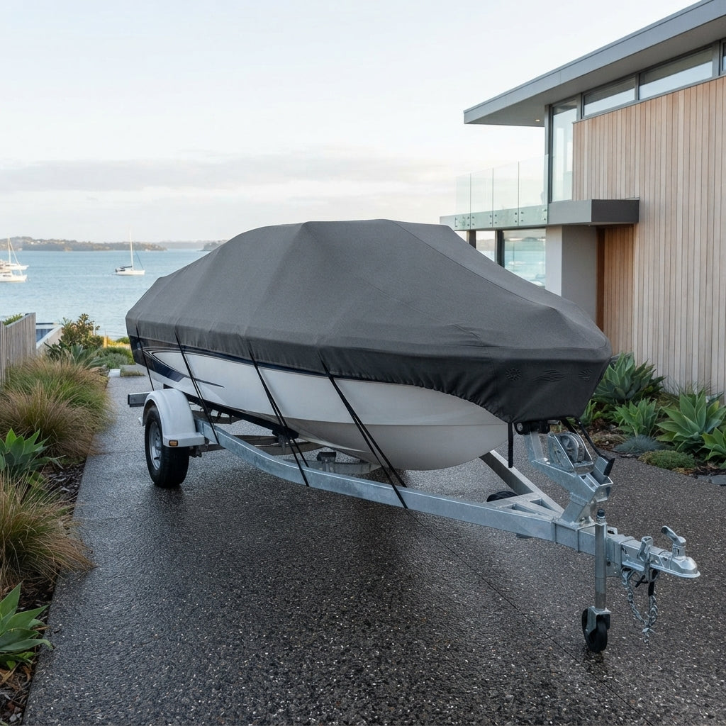 AirowMarine Boat Cover - Waterproof 600D Marine Grade (Universal Fit)