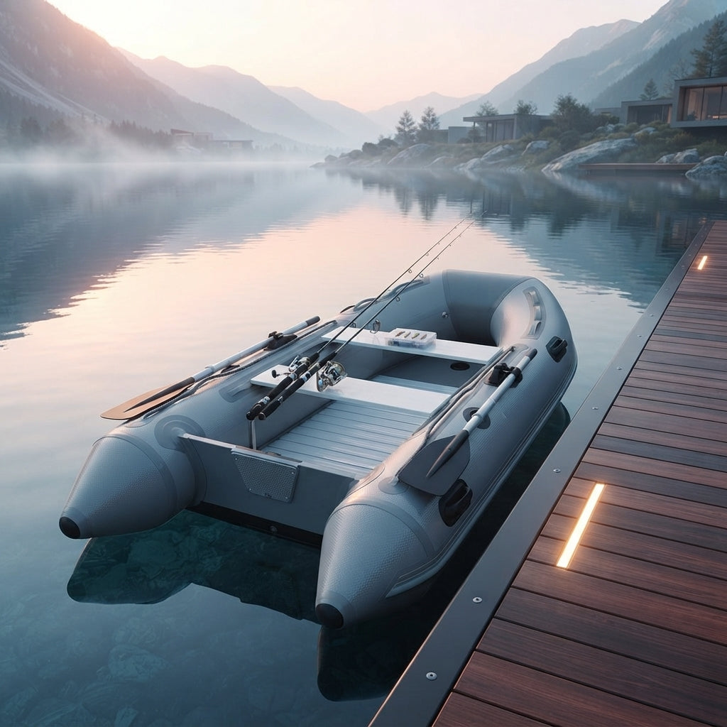 AirowMarine 4.3m Armored Inflatable Fishing Boat – Rigid Aluminum Floor – marine application view