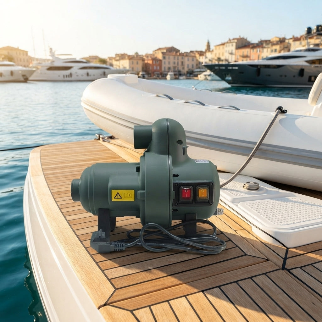 AirowMarine 220V High-Power Electric Air Inflator Pump - Dual Mode 5.0PSI for Boats & Yachts