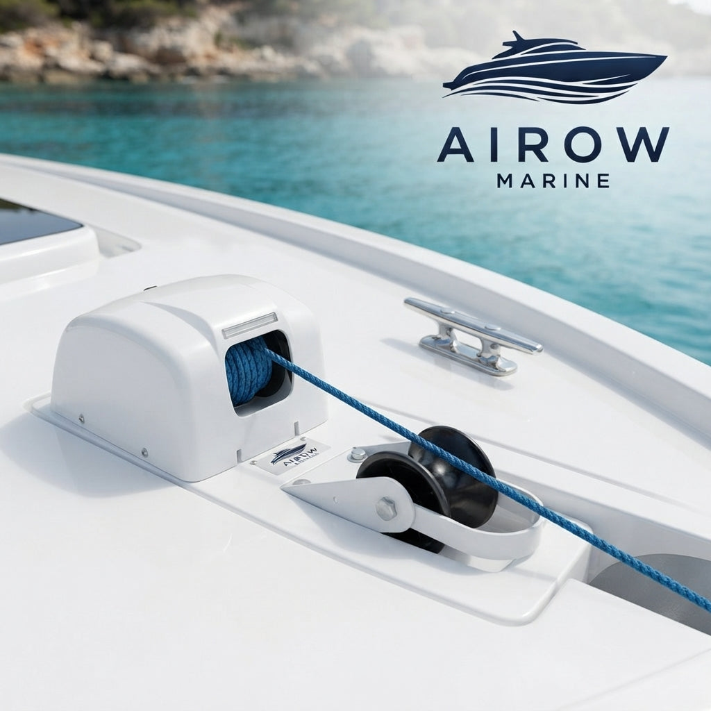 AIROW MARINE Electric Anchor Windlass - Automatic Horizontal Design for Yachts & Boats (13.4kg Max Anchor)