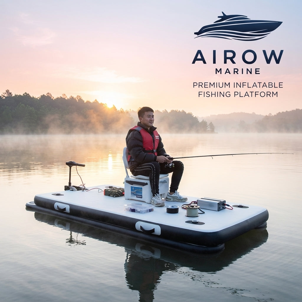 AirowMarine Inflatable Fishing Platform - High-Stability Marine-Grade PVC (2.5m x 1.6m)