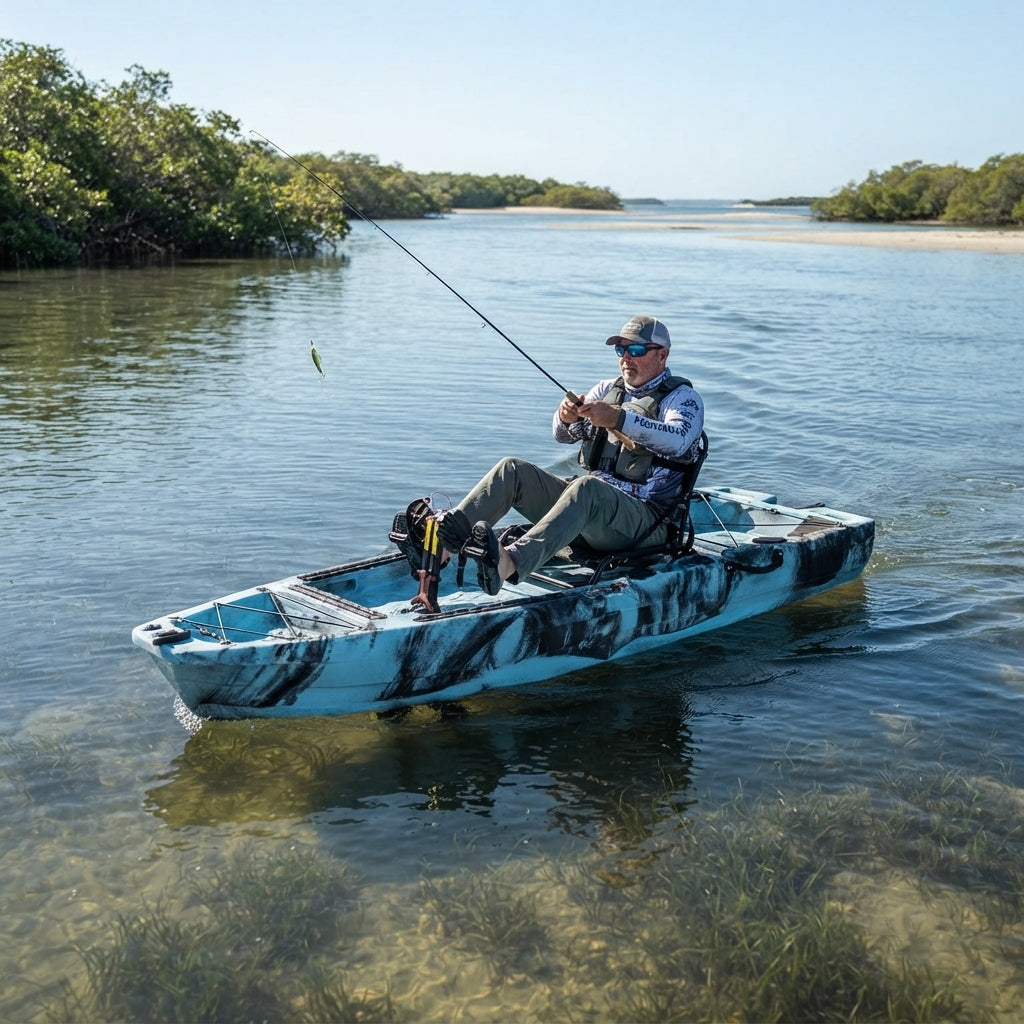 AirowMarine Pedal Drive Fishing Kayak – Rotomolded PE (2400mm L) – marine application view