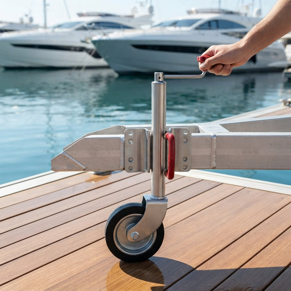 Heavy-Duty Pivot Guide Wheel Jack - RV, Trailer, Yacht Marine Grade