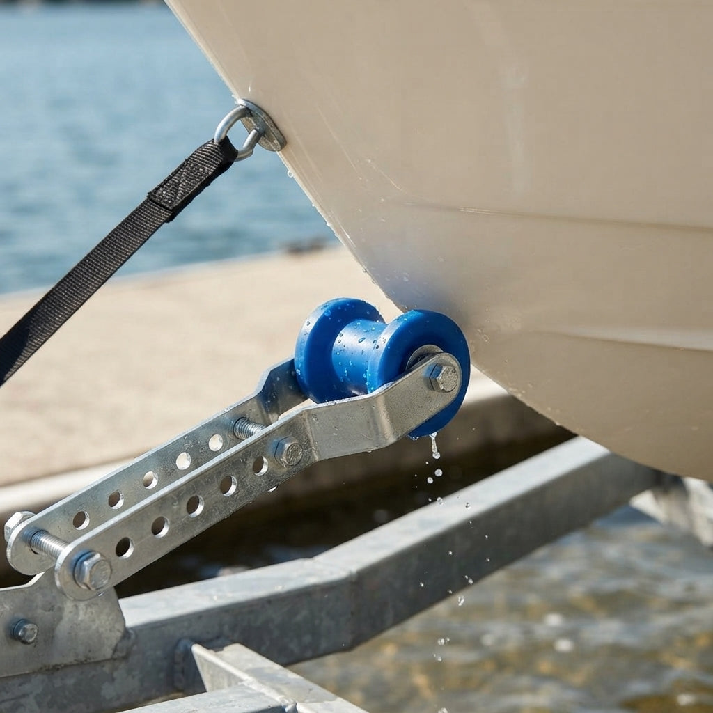 Adjustable Boat Trailer Keel Roller & Panel Bracket Assembly - Marine-Grade Stainless Steel