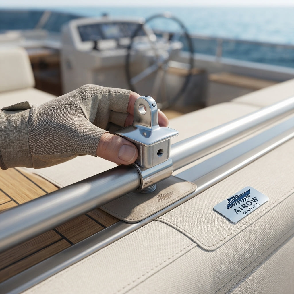 32MM 316 SS Square Tube End & Sliding Caps - Marine Yacht Hardware (Polished)