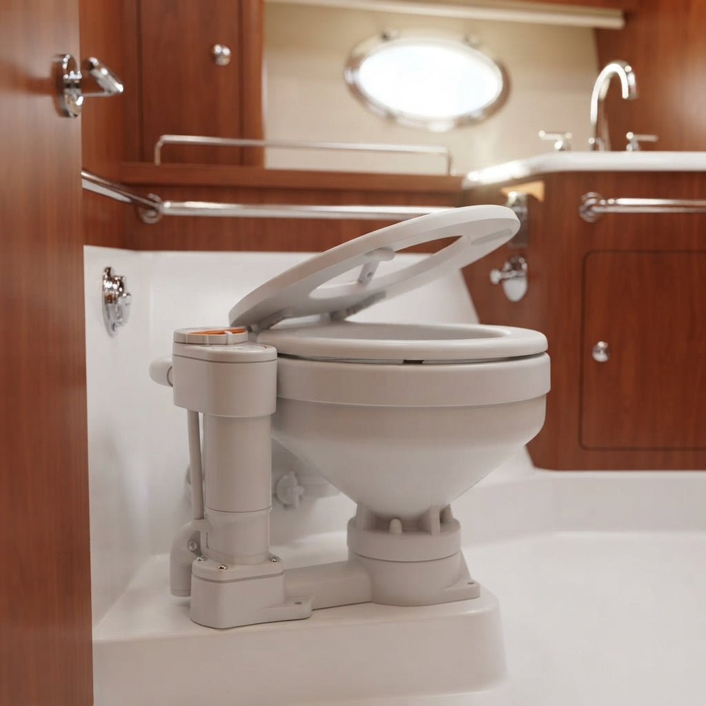 Airow Marine Electric Toilet - Self-Priming, Compact Luxury Yacht Sanitation