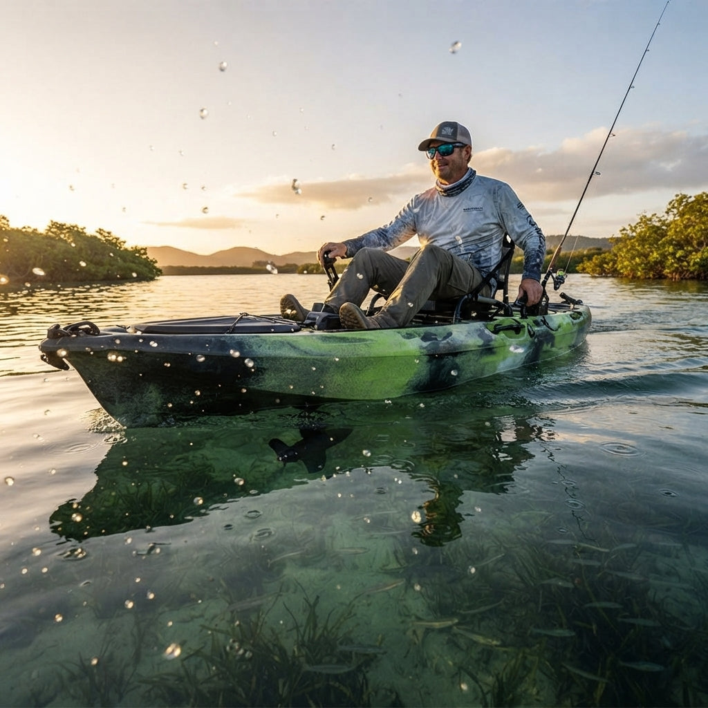 AirowMarine Pedal & Motor Ready Fishing Kayak – Rotomolded Polyethylene Hull – marine application view