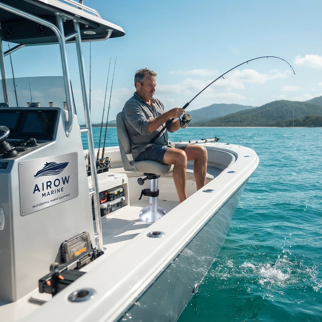 AirOw Marine Adjustable Boat Seat Pedestal - Anodized Aluminum, 360° Swivel