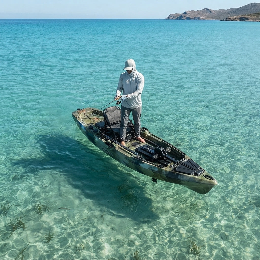 AirowMarine 3.2m Pedal Fishing Kayak – Rotomolded LLDPE & UV-Resistant Design – marine application view