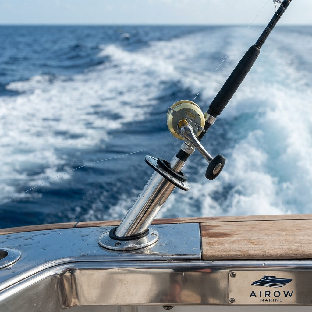 AirowMarine 304 Stainless Steel Fishing Rod Holder - Mirror Polish (230mm H)