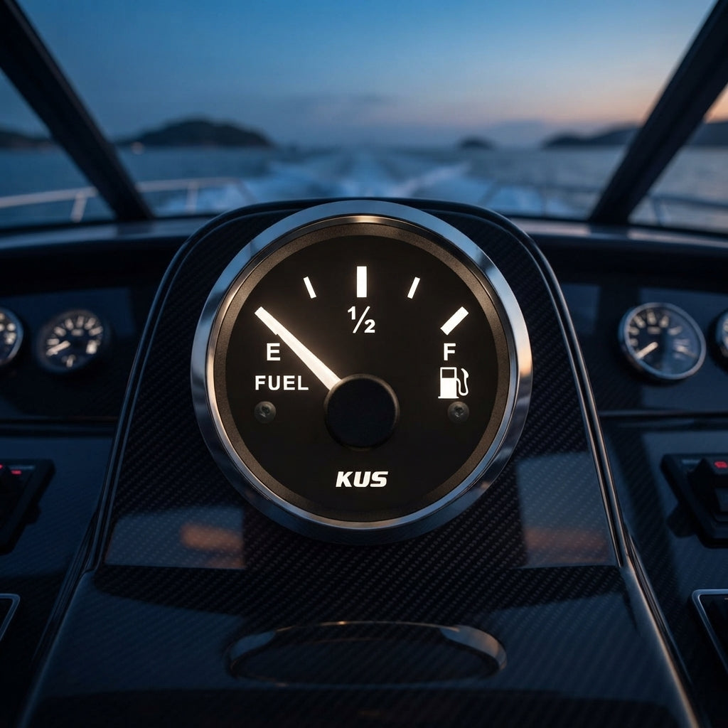 KUS Marine Fuel Level Gauge - 12/24V, IP67 Waterproof, Anti-Fog 52mm (2-1/16")