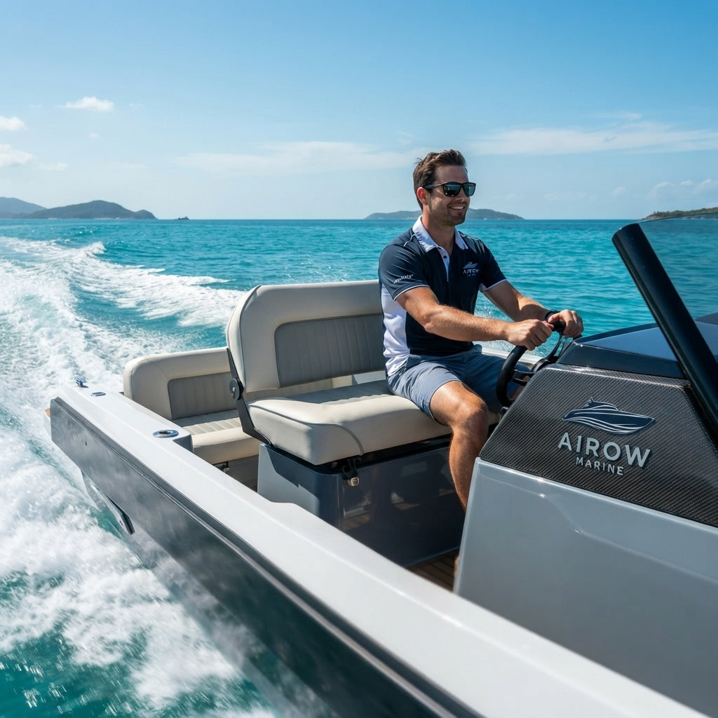 Airow Marine 2-Person Folding Boat Seat - UV-Resistant Vinyl (93cm Width)
