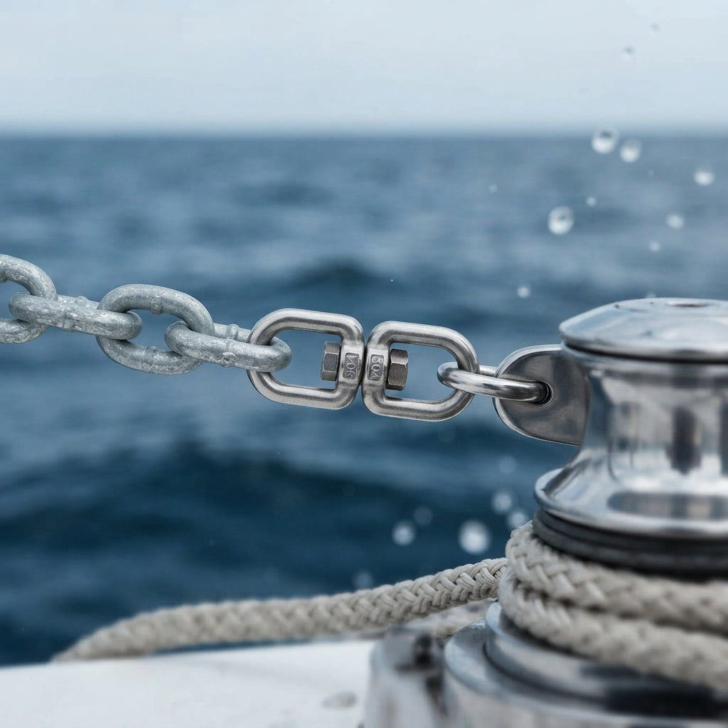 Heavy-Duty 304 Stainless Steel Swivel Ring - Universal Marine Grade Chain Link