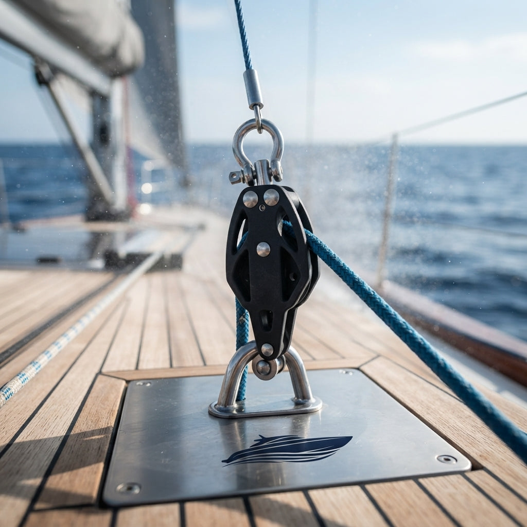 Black Nylon Sailing Pulley – High-Performance Low-Friction (100mm) – marine application view