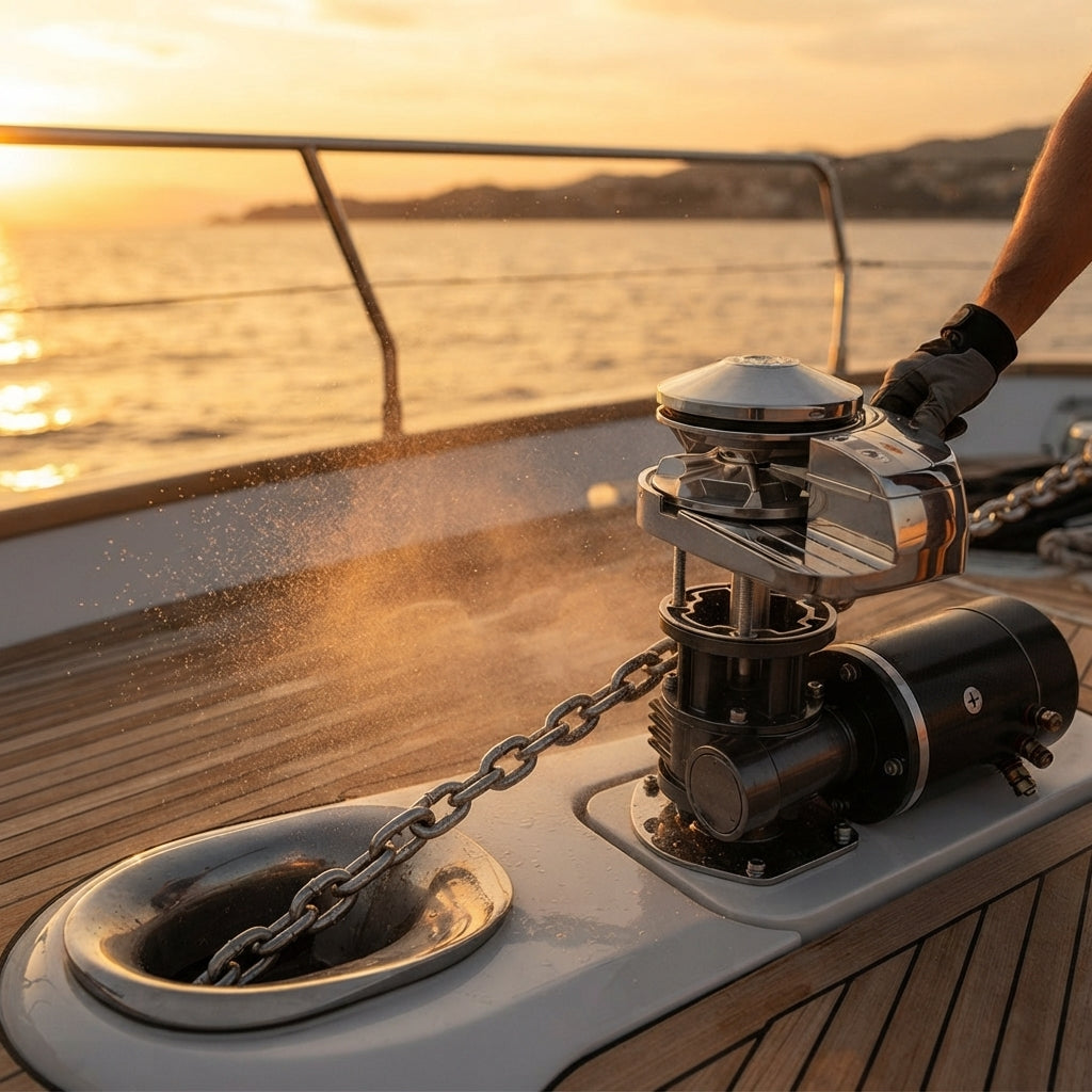 AirowMarine Vertical Electric Anchor Winch - 316 SS, High-Speed (32-49ft Yachts)