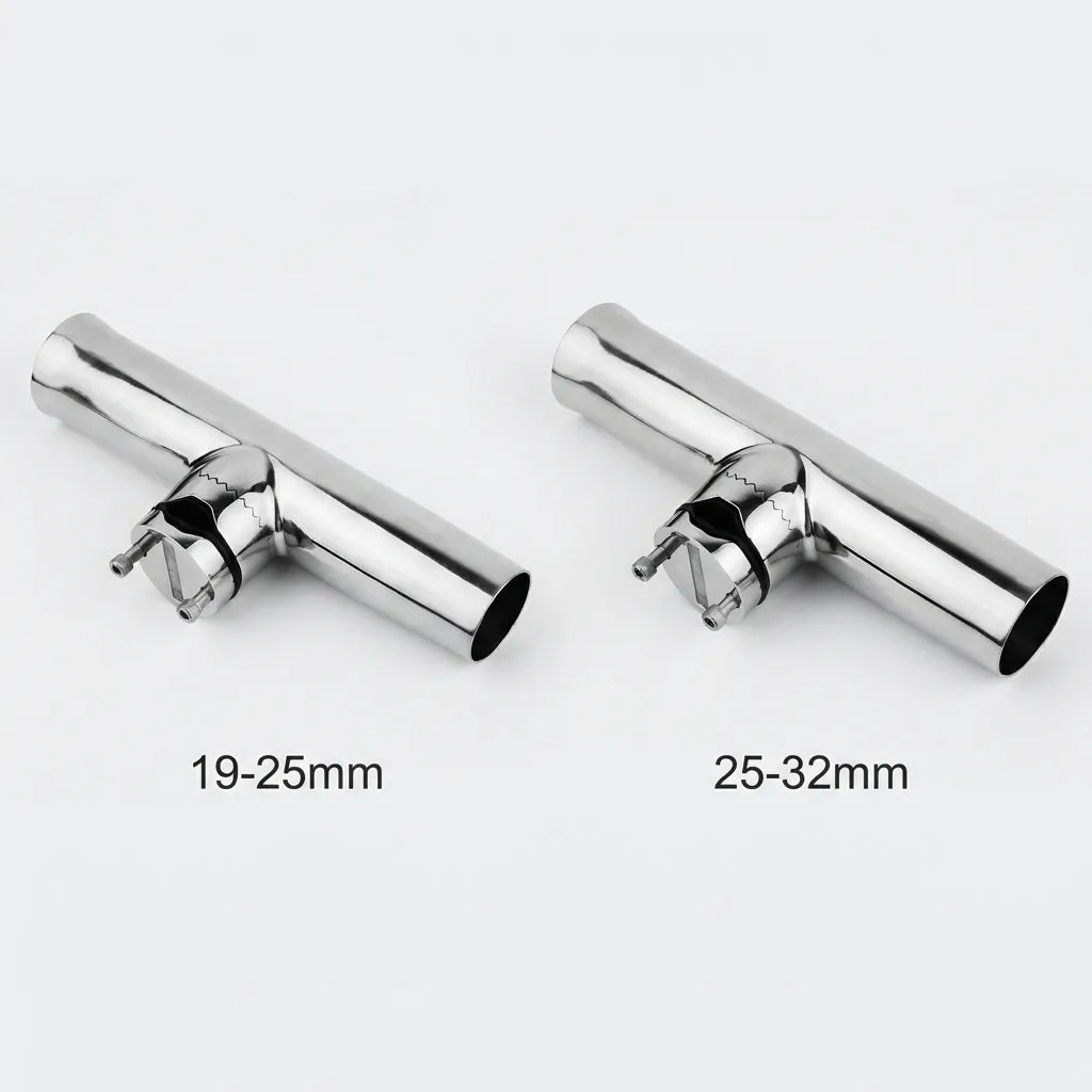 Side-by-side comparison of the 19-25mm and 25-32mm clamp variations for different boat rail diameters.