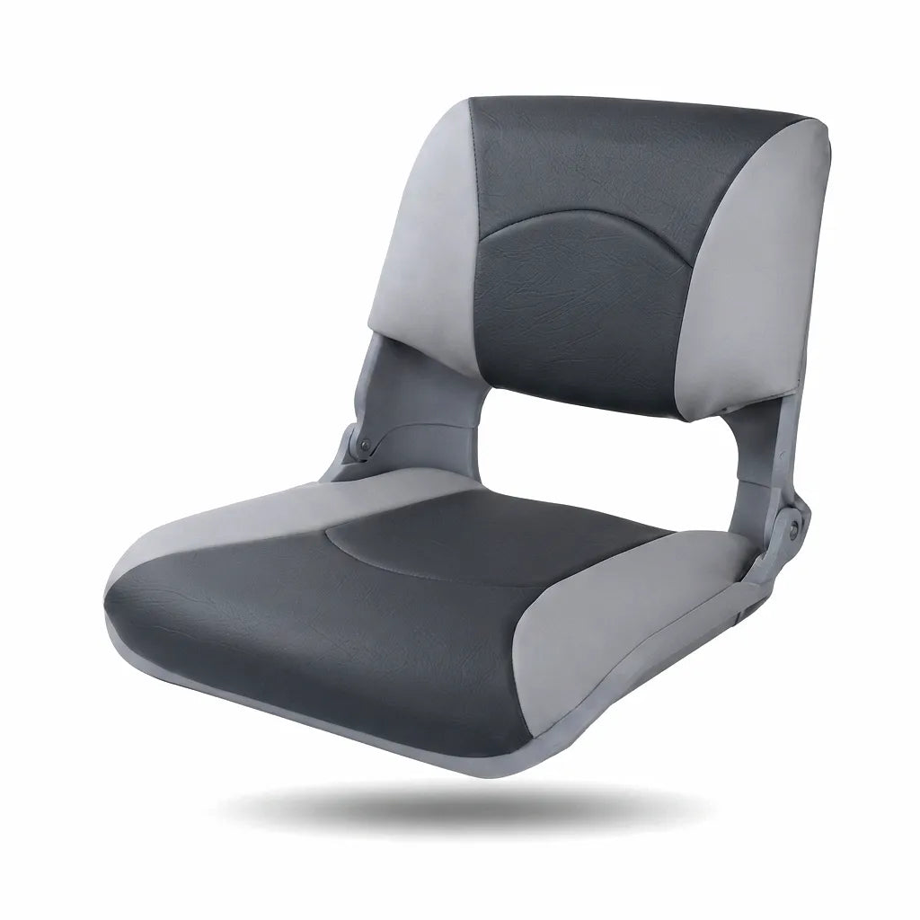 AirowMarine Folding Marine Boat Seat in Two-Tone Grey, UV-Resistant Vinyl Upholstery, Ergonomic Design