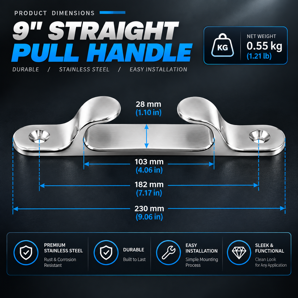 Marine Straight Cable Guide - 316 Stainless Steel, Mirror Polish (4-inch)